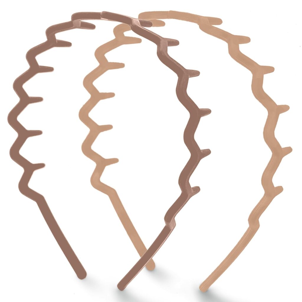 Kitsch Zig Zag Headbands for Women Non Slip – Fashion Accessories for Slicked Back Styles – Comfortable Comb Headband with Teeth | Ideal Gifts for Women – Neutral – 2 pcs