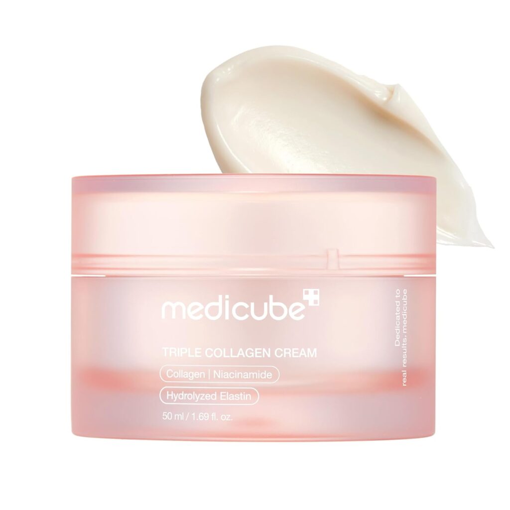 medicube Triple Collagen Cream – Hydrating & Firming Moisturizer with Hyaluronic Acid, Premium Elastin, Shea Butter – Wrinkle Care & Boosts Elasticity – Korean Skincare, 1.69 oz
